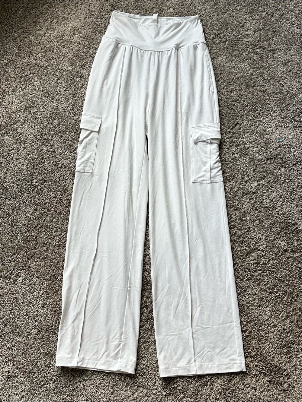 Wide-Leg Cargo Lounge Pants in White